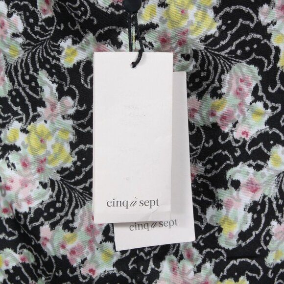 NWT Cinq a Sept Jessica Paneled Printed Satin-Twill Midi Dress in Black XS /701 - Picture 7 of 7